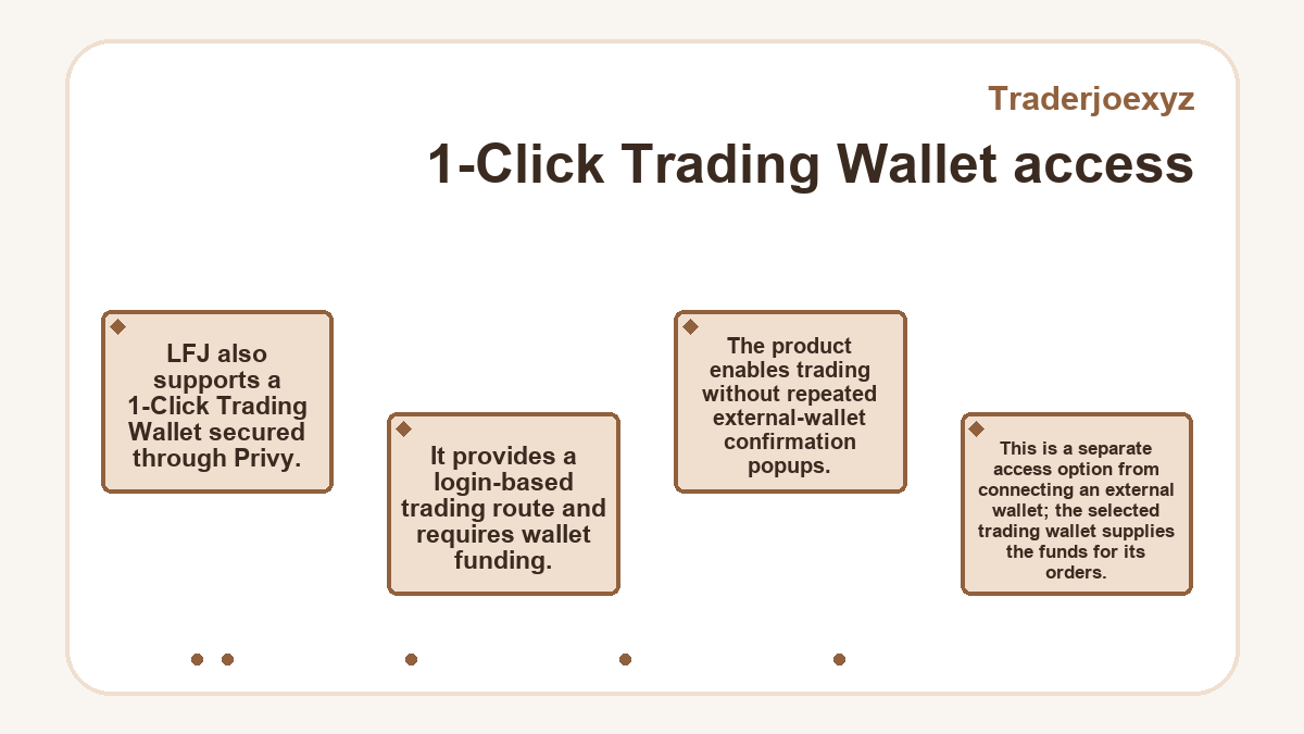 Traderjoexyz: 1-Click Trading Wallet access - illustration
